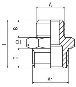 Mosadzna spojka redukovana s valcovym G zavitom Brass union reducer with paralel thread